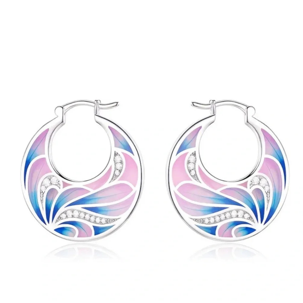 New Sterling Silver White Sapphire Hoops